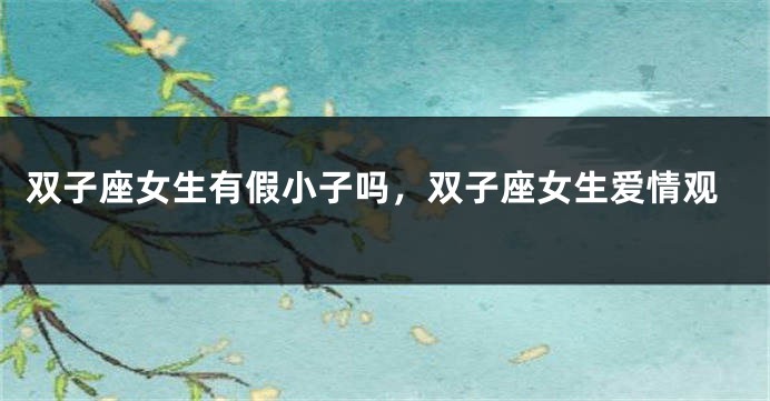 双子座女生有假小子吗，双子座女生爱情观