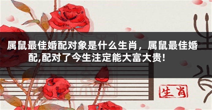 属鼠最佳婚配对象是什么生肖，属鼠最佳婚配,配对了今生注定能大富大贵!