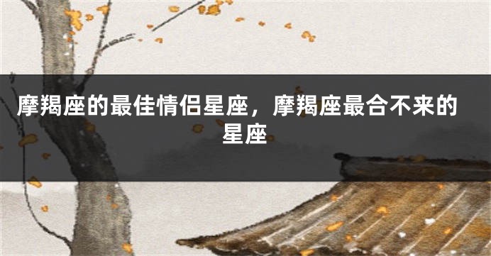 摩羯座的最佳情侣星座，摩羯座最合不来的星座