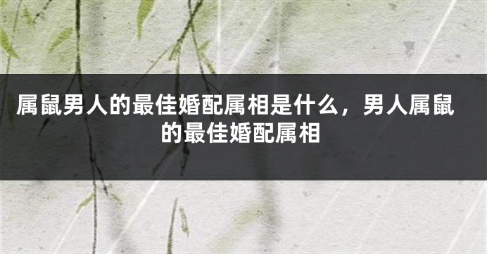 属鼠男人的最佳婚配属相是什么,男人属鼠的最佳婚配属相