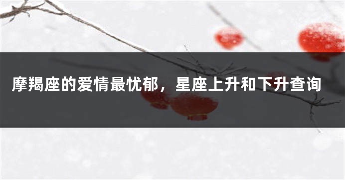 摩羯座的爱情最忧郁，星座上升和下升查询