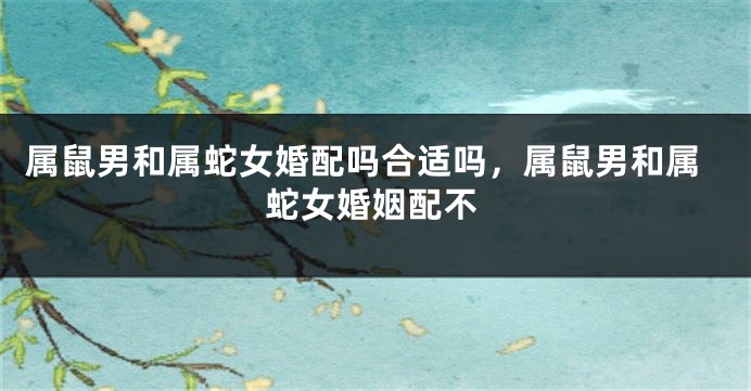 属鼠男和属蛇女婚配吗合适吗，属鼠男和属蛇女婚姻配不