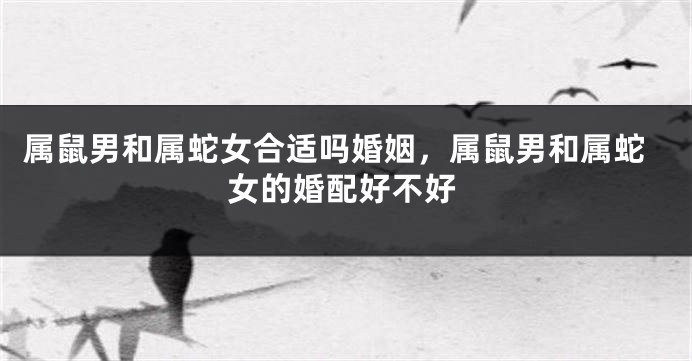 属鼠男和属蛇女合适吗婚姻，属鼠男和属蛇女的婚配好不好