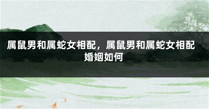属鼠男和属蛇女相配，属鼠男和属蛇女相配婚姻如何