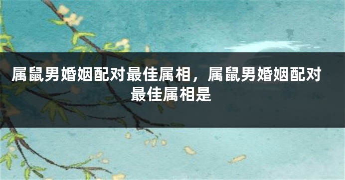 属鼠男婚姻配对最佳属相,属鼠男婚姻配对最佳属相是