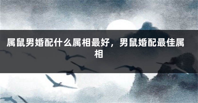 属鼠男婚配什么属相最好，男鼠婚配最佳属相