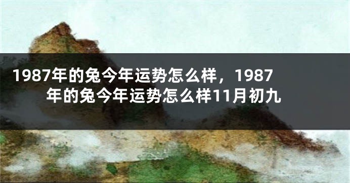 1987年的兔今年运势怎么样，1987年的兔今年运势怎么样11月初九
