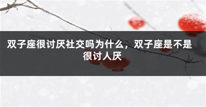 双子座很讨厌社交吗为什么，双子座是不是很讨人厌