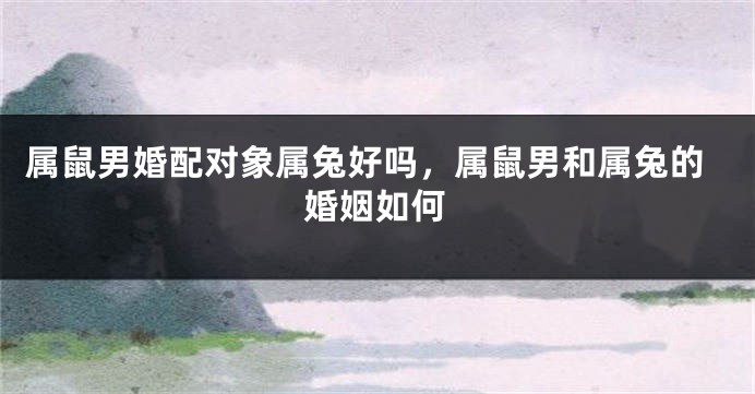 属鼠男婚配对象属兔好吗，属鼠男和属兔的婚姻如何