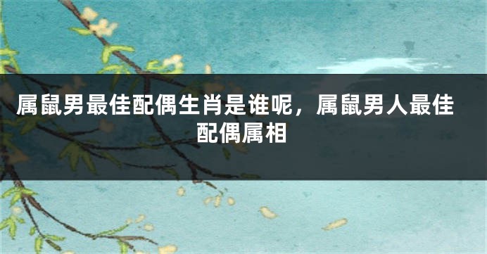 属鼠男最佳配偶生肖是谁呢，属鼠男人最佳配偶属相