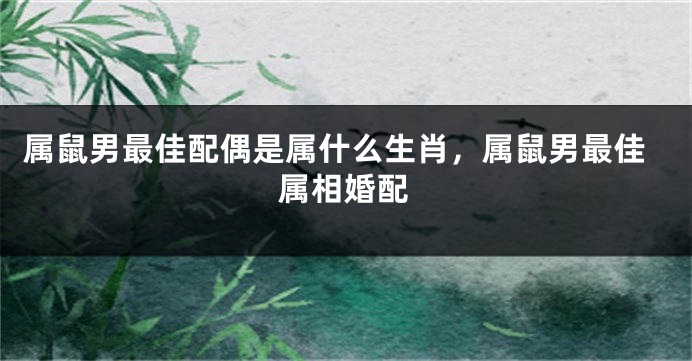 属鼠男最佳配偶是属什么生肖,属鼠男最佳属相婚配