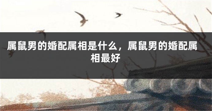 属鼠男的婚配属相是什么，属鼠男的婚配属相最好