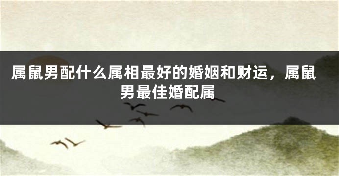 属鼠男配什么属相最好的婚姻和财运，属鼠男最佳婚配属