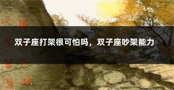 双子座打架很可怕吗，双子座吵架能力