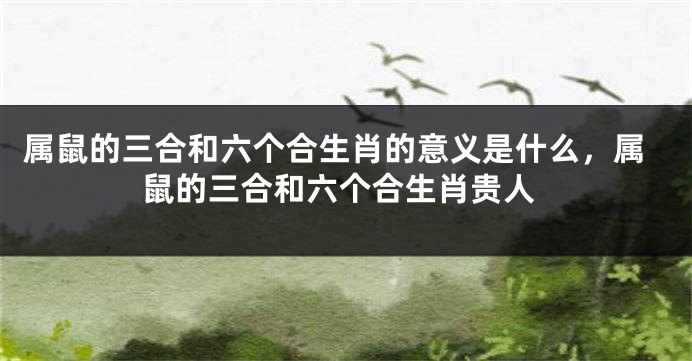 属鼠的三合和六个合生肖的意义是什么，属鼠的三合和六个合生肖贵人