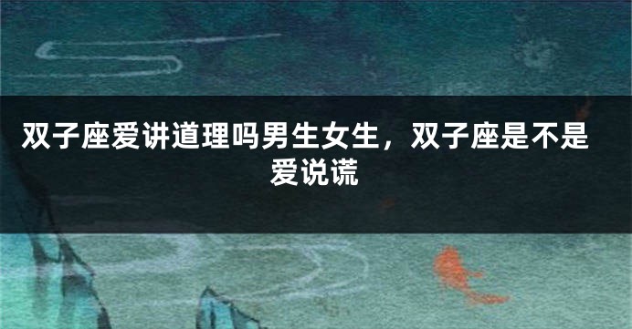 双子座爱讲道理吗男生女生，双子座是不是爱说谎