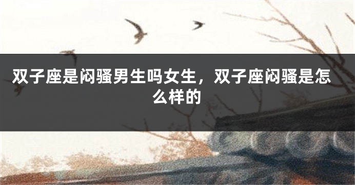 双子座是闷骚男生吗女生，双子座闷骚是怎么样的