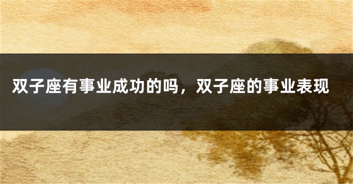 双子座有事业成功的吗，双子座的事业表现