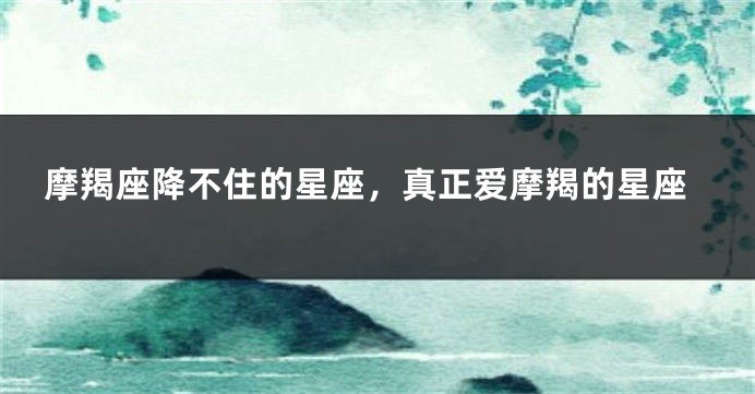摩羯座降不住的星座，真正爱摩羯的星座