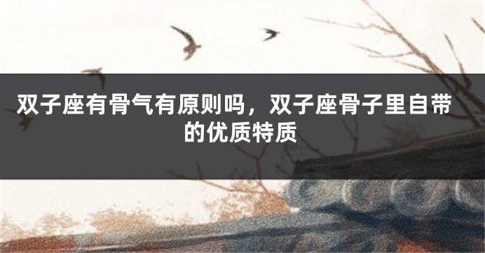 双子座有骨气有原则吗，双子座骨子里自带的优质特质