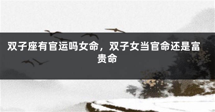 双子座有官运吗女命，双子女当官命还是富贵命