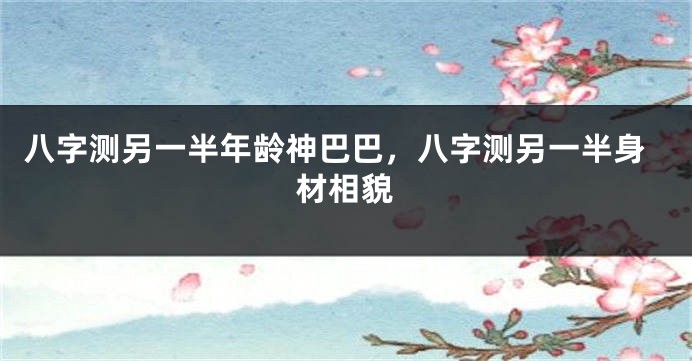 八字测另一半年龄神巴巴，八字测另一半身材相貌