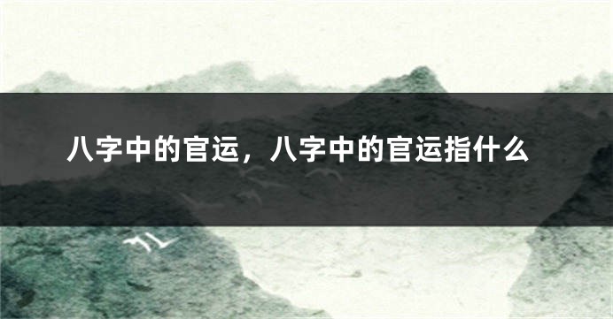 八字中的官运，八字中的官运指什么