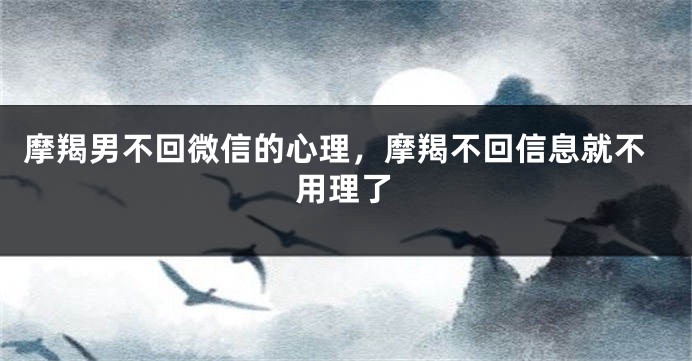 摩羯男不回微信的心理，摩羯不回信息就不用理了