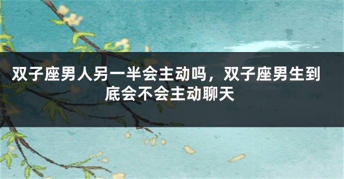 双子座男人另一半会主动吗，双子座男生到底会不会主动聊天