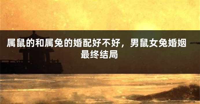 属鼠的和属兔的婚配好不好，男鼠女兔婚姻最终结局
