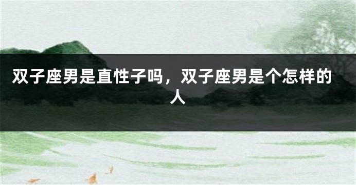 双子座男是直性子吗，双子座男是个怎样的人