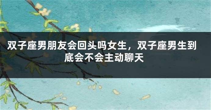 双子座男朋友会回头吗女生，双子座男生到底会不会主动聊天
