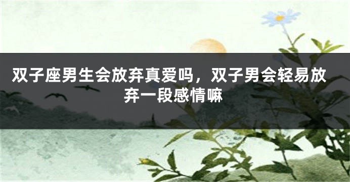 双子座男生会放弃真爱吗，双子男会轻易放弃一段感情嘛