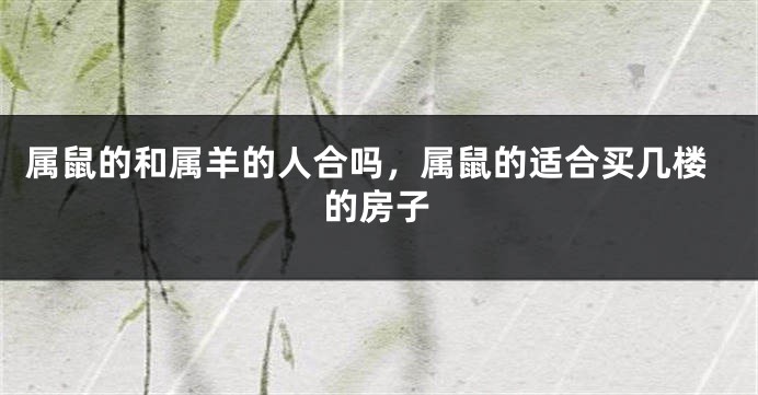属鼠的和属羊的人合吗，属鼠的适合买几楼的房子