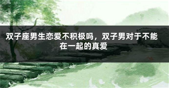 双子座男生恋爱不积极吗，双子男对于不能在一起的真爱