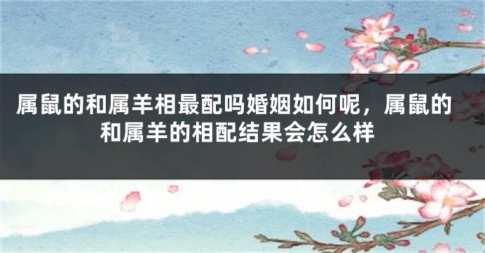 属鼠的和属羊相最配吗婚姻如何呢，属鼠的和属羊的相配结果会怎么样
