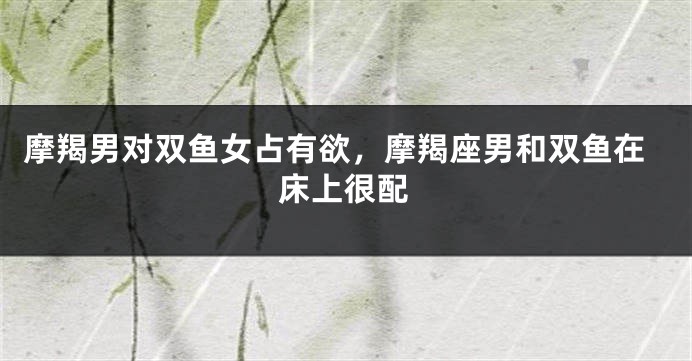 摩羯男对双鱼女占有欲，摩羯座男和双鱼在床上很配