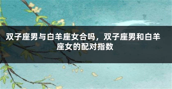双子座男与白羊座女合吗，双子座男和白羊座女的配对指数