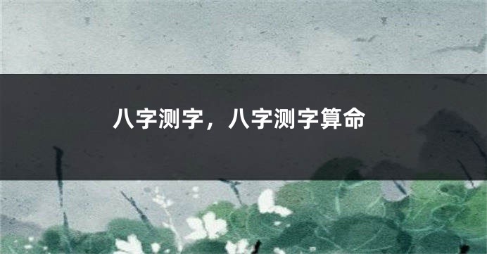 八字测字，八字测字算命