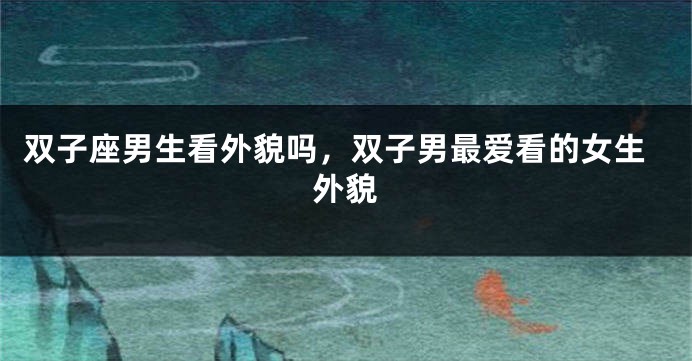 双子座男生看外貌吗，双子男最爱看的女生外貌