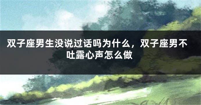 双子座男生没说过话吗为什么，双子座男不吐露心声怎么做