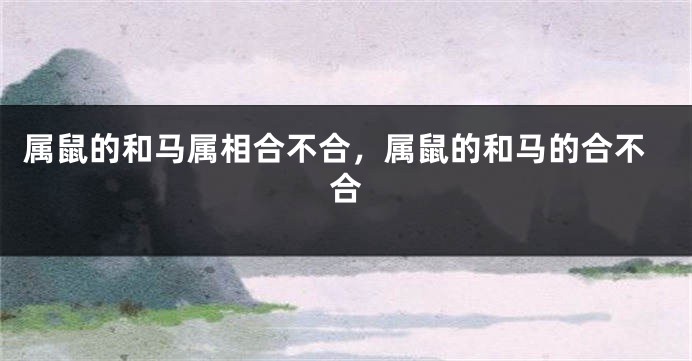 属鼠的和马属相合不合，属鼠的和马的合不合