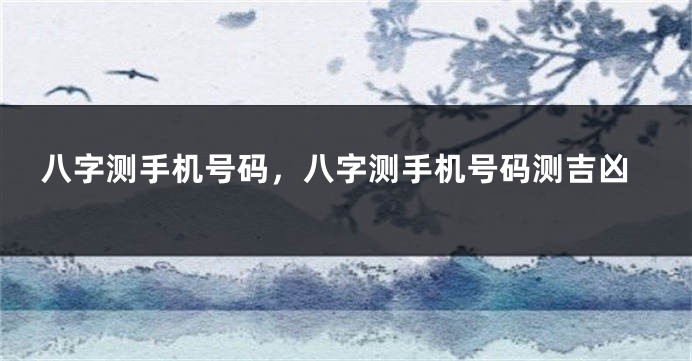 八字测手机号码，八字测手机号码测吉凶