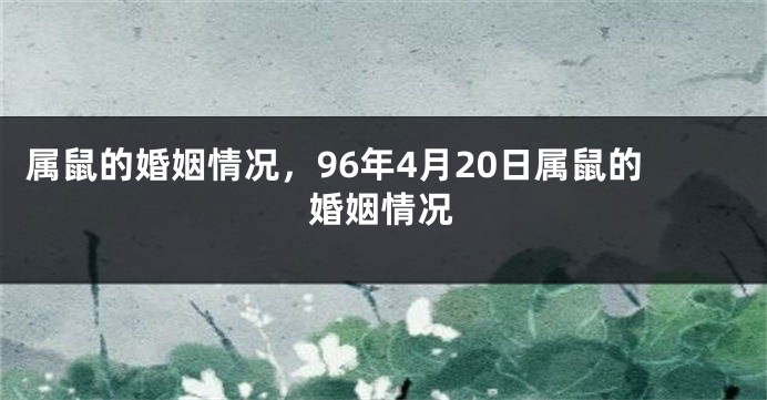 属鼠的婚姻情况，96年4月20日属鼠的婚姻情况