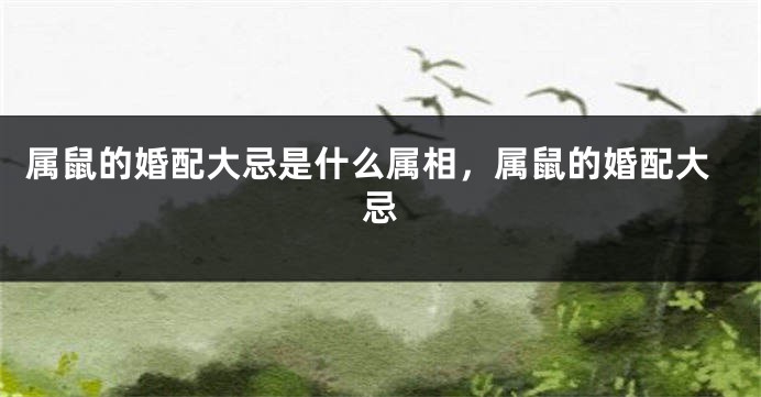属鼠的婚配大忌是什么属相，属鼠的婚配大忌