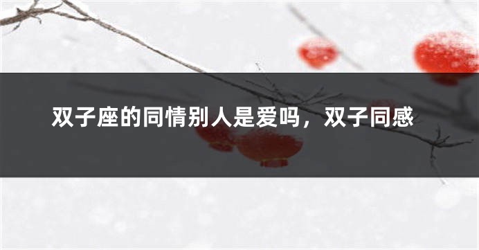 双子座的同情别人是爱吗，双子同感