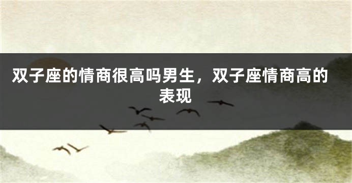 双子座的情商很高吗男生，双子座情商高的表现