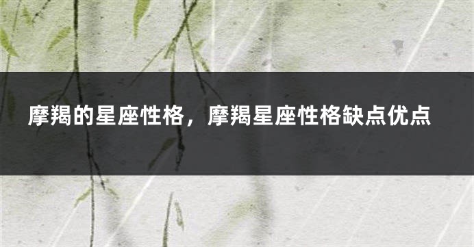 摩羯的星座性格，摩羯星座性格缺点优点