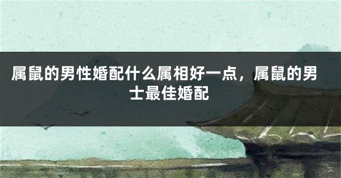 属鼠的男性婚配什么属相好一点,属鼠的男士最佳婚配