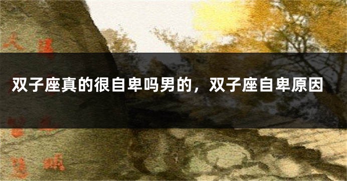 双子座真的很自卑吗男的，双子座自卑原因